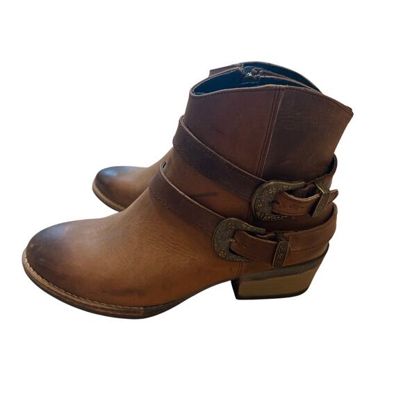 Sterling River Women’s Shortie Ankle Bootie Double Buckle Size 8 Leather Brown - Picture 3 of 7